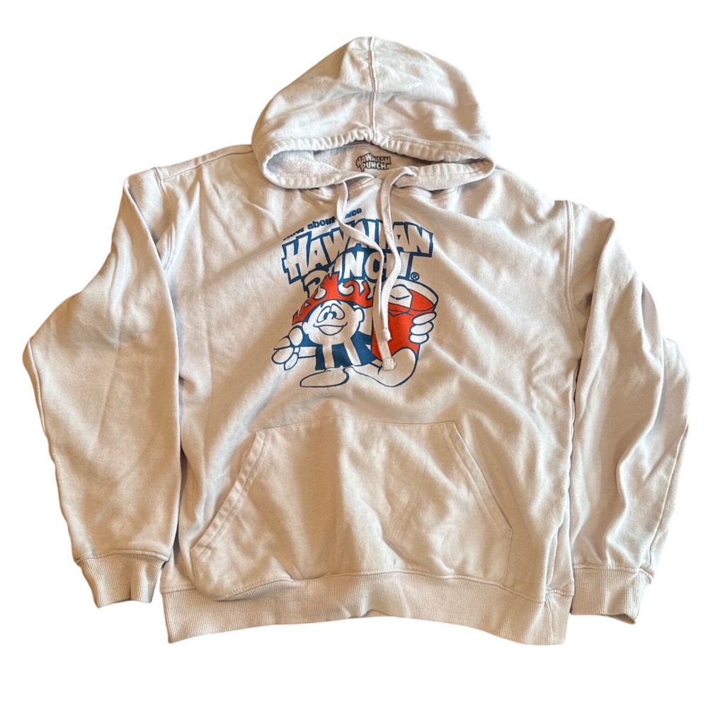 Bioworld Hawaiian Punch Hoodie‎ Mens M Medium Light Gray Boxy Graphic Logo